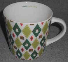 2003 Starbucks Barista HAPPY HOLIDAYS Snowman/Presents Graphics HANDLED MUG - $14.84