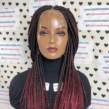 Box Braid Braided Wig Braids Lace Closure wigs For Black Women Ombre Red - £128.71 GBP