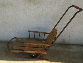 Antique Sleigh Tiny Tot Sled Auto Wheel Coaster Retractable Wheels Baby ... - £197.83 GBP