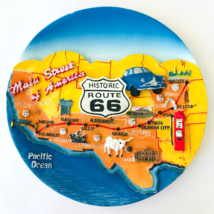 Route 66 Round Wall Plaque Main Street of America 4.75&quot; Colorful Resin Travel - £11.36 GBP
