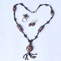 Black Is Back OOAK Necklace Earring Ring Jewelry Set Mokume Gane Beads Pearls SS - £359.60 GBP
