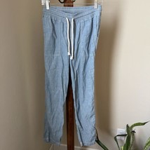 Faherty Women&#39;s Jogger Pants Small Blue Chambray Cotton Linen - $35.63
