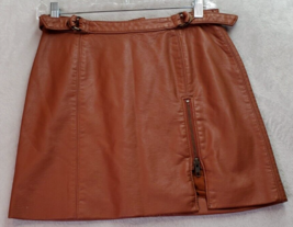 Free People A line Skirt Womens Size 0 Brown Faux Leather 100% Viscose Front Zip - £17.56 GBP