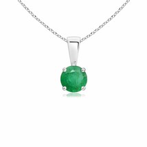 ANGARA Natural Emerald Solitaire Pendant Necklace for Women in Silver (A, 4MM) - £132.13 GBP