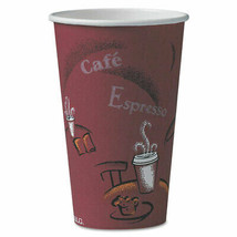 SOLO BISTRO DESIGN HOT DRINK CUPS, PAPER, 16OZ, MAROON, 1000/CARTON - £86.38 GBP