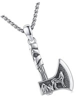 Pendant Necklace Celtic Wolf Sterling Silver Axe - £97.99 GBP
