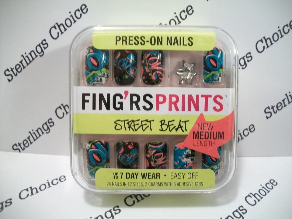 Fing&#39;rs Prints Street Beat Press-On Nails #31317 Block Party - $6.87