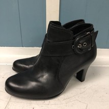 Nurture Womens Size 5.5 M Black Leather Buckle Zip Ankle Fashion Boots Bootie - £22.42 GBP