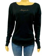 VS Victorias Secret Pink Thermal Waffle Knit Long Sleeved Tee Shirt Top Black S - £10.97 GBP