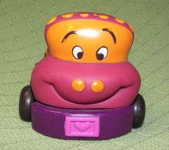 Just B You Purple Truck Rattle Pull Back Car Orange Smiling Happy Face 5&quot; Battat - £5.75 GBP