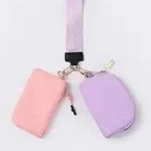 Double Dual Nylon Pouch Wallet Detachable Wristlet Lilac Pink - $23.76
