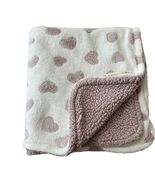 BLANKETS &amp; BEYOND Pink Mauve HEARTS Sherpa White Fleece Baby Blanket 29x... - €18,14 EUR