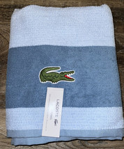 Lacoste ~ Blue Bath Towel 100% Cotton 30&quot; x 52&quot; Blue Big Crocodile Logo (C) - $29.07