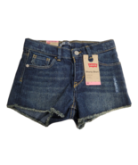 Girls LEVI&#39;S Denim Shorty Shorts Sz 6 NEW Adjustable Waist $34 Mysterious - £9.07 GBP