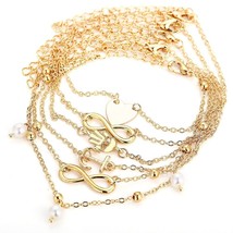 5 PCS/lot Women Summer Gold Color and Silver Color Anklet Pearl Heart Infinite B - £9.46 GBP
