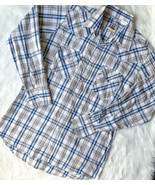 VINTAGE ELY CATTLEMAN PEARL SNAP BLUE YELLOW PLAID LONG SLEEVE BUTTON UP... - €29,22 EUR