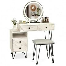 Modern Dressing Table with Storage Cabinet-White - Color: White - £248.11 GBP