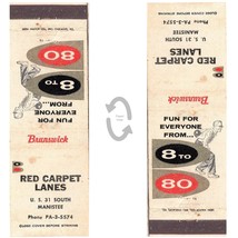 Vintage Matchbook Cover Red Carpet Lanes Bowling Alley Manistee MI 1950s Lion - £7.82 GBP