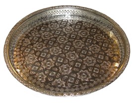 Moroccan Silver Tray -Moroccan Tea Tray - Moroccan Tray- Moroccan Serving Tray - - £125.68 GBP