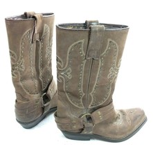 Steve Madden Nubuck Cowboy Western Boot Studded Brown Pull On Size 37 US... - $33.66
