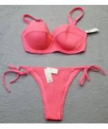 Aerie Cheekiest Bikini Set Womens Small Pink Polyester Padded Adjustable... - $32.70