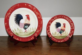 Home Interiors The Rooster Plates Farmhouse Cottage Dinner Salad 10 1/2&quot; 7 3/4&quot; - $22.76