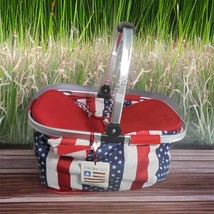 Americana Classic Collection Picnic Beach Shopping Basket Patriotic w/ supplies - $24.70