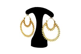 Indian Gypsy Earrings, Large Tribal Hoops, Brass Hoop Earrings - £14.61 GBP