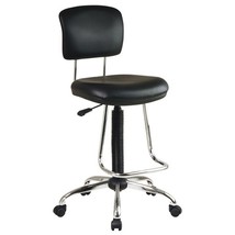Chrome Finish Drafting Chair with Teardrop Chrome Footrest - £244.73 GBP