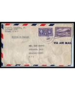 1942 PANAMA Air Mail Censor Cover - Panama City to Ostrander, Ohio USA Q14 - $2.96