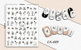 Nail art 3D stickers decal black black tulips orchids flowers CA489 - £2.54 GBP