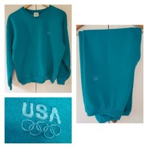 Vintage USA Olympic Team JC Penney Teal Crewneck Sweatshirt L &amp; Sweatpants XL - £42.69 GBP