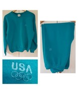 Vintage USA Olympic Team JC Penney Teal Crewneck Sweatshirt L &amp; Sweatpan... - £42.65 GBP