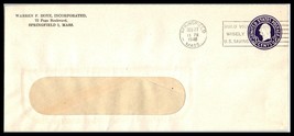 1946 US Cover - Warren F Hoye Inc, Springfield, Massachusetts D9 - £2.34 GBP