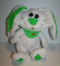 Publix Easter Bunny Rabbit 12&quot; White Plush Lime Green Ear Nose Stuffed Soft Toy  - £15.43 GBP