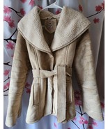 NWOT Victoria&#39;s Secret Mid Century Sherpa Suede Beige Belted Coat Size S... - £158.03 GBP