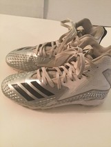 Adidas football cleats Size 5 youth silver white black shoes  - $39.99