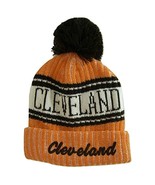 Cleveland Plush Lined Embroidered Winter Knit Pom Beanie Hat (Orange/Bro... - £12.73 GBP
