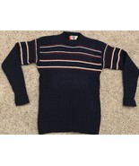 1970&#39;s Vintage MK Today Medium Sweater Blue with Red and White Stripes EUC - £8.12 GBP