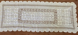 Vintage White Table Runner/Dresser Scarf 60&quot;x24&quot; - £9.95 GBP