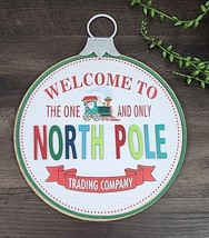 Christmas Train North Pole Trading Company Wall Door Wood Ornament Sign 10” NEW - $12.74