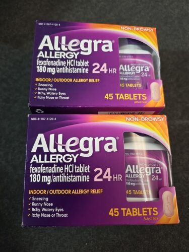 Primary image for 2 Box Allegra 24-hour Indoor and Outdoor Allergy Relief 180 mg 45 Tablets (O14)