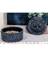Celtic Pentagram Knotwork Black Cat With Rolling Green Eyes Round Decora... - $492.62 MXN