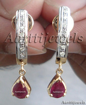 0.36ct Diamond Ruby 14k Yellow Gold Wedding Women&#39;s Earrings Halloween Holidays - £802.17 GBP