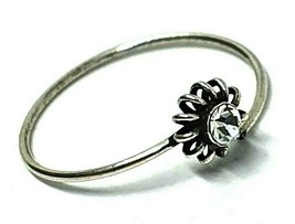 Flower Nose Ring Sun CZ Cubic Zirconia 22g (0.6mm) 925 Silver Split 10mm Ring - £4.29 GBP
