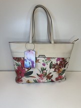 Fiorelli Benny Printed Women&#39;s Tote Bag Hand Bag Large Floral White - $10.39