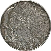 Hobo Nickel Fantasy Medal - Death and Rebellion on 1921 Morgan - $18.62 CAD