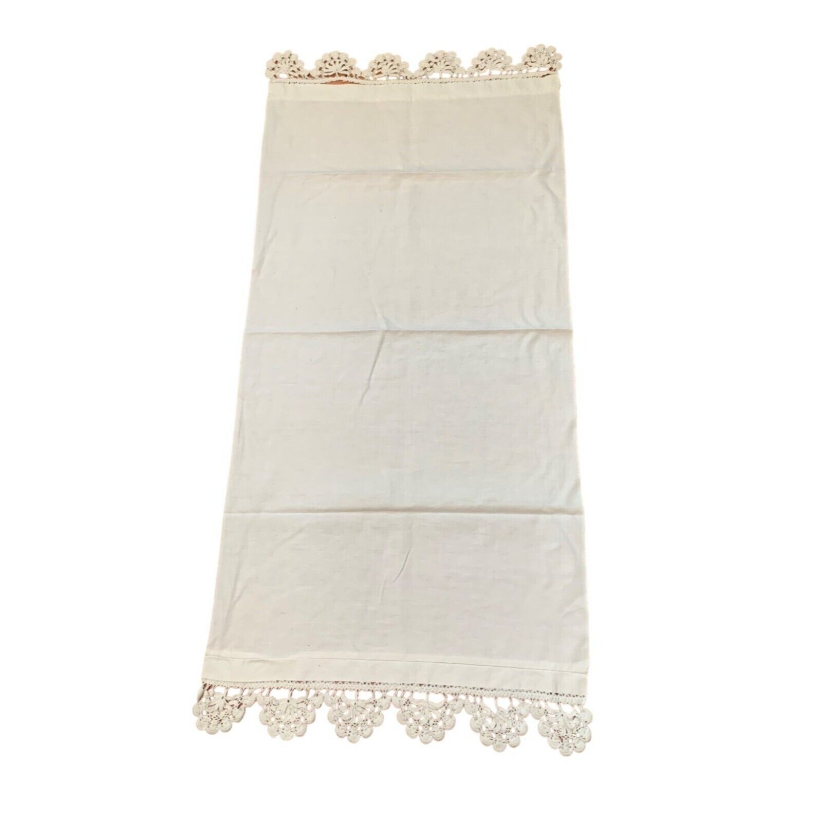 Handmade White Cotton Lace Trim Table Runner 38&quot; X 18&quot; - $16.97