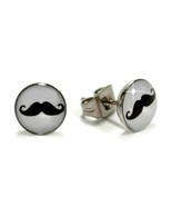 STAINLESS STEEL POST EARRINGS MUSTACHE 8mm Tiny Pair Stud Moustache Hand... - $148.39 MXN