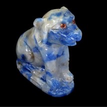 Handmade 79.57ct 33x26mm AAA Hand Dog Carving natural Blue Lapis Lazuli Sapphire - £154.28 GBP